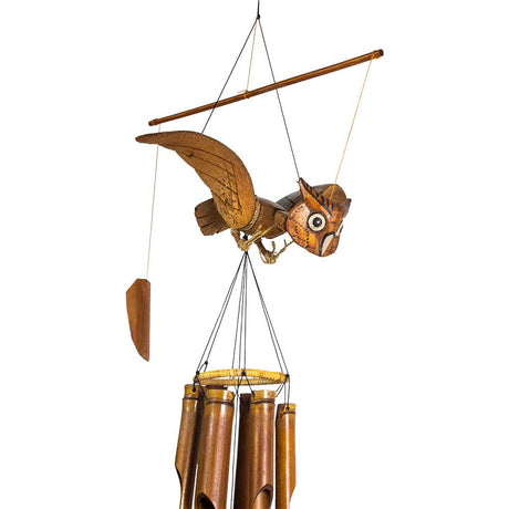 36" Animated Bamboo Wind Chime - Owl - Magick Magick.com