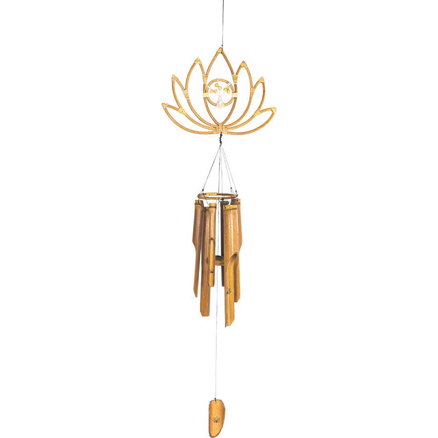 38" Bamboo Lotus Wind Chime with Beaded Tree - Magick Magick.com