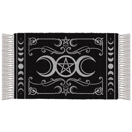 38" x 20" Triple Moon Pentacle Cotton Rug - Magick Magick.com