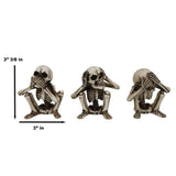 3.25" Sitting Skeleton Statue Set - See, Hear, Speak No Evil (Set of 3) - Magick Magick.com