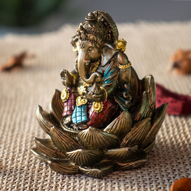 3.3" Ganesha on Lotus Statue - Magick Magick.com