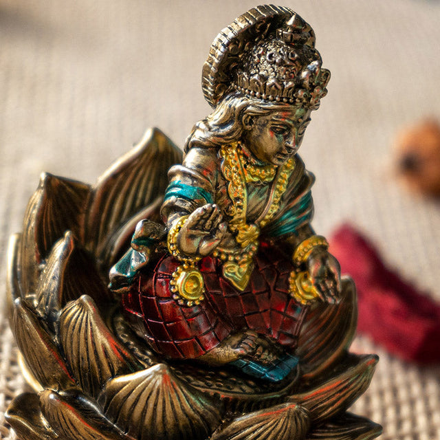 3.3" Lakshmi on Lotus Statue - Magick Magick.com
