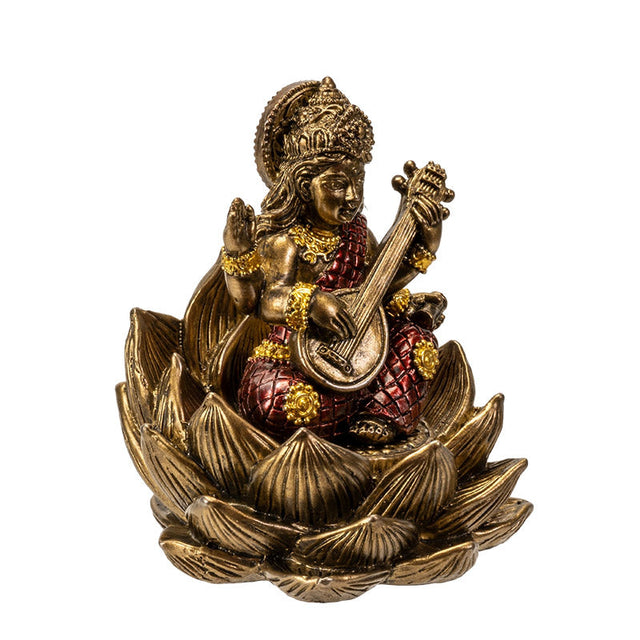 3.3" Saraswati on Lotus Statue - Magick Magick.com