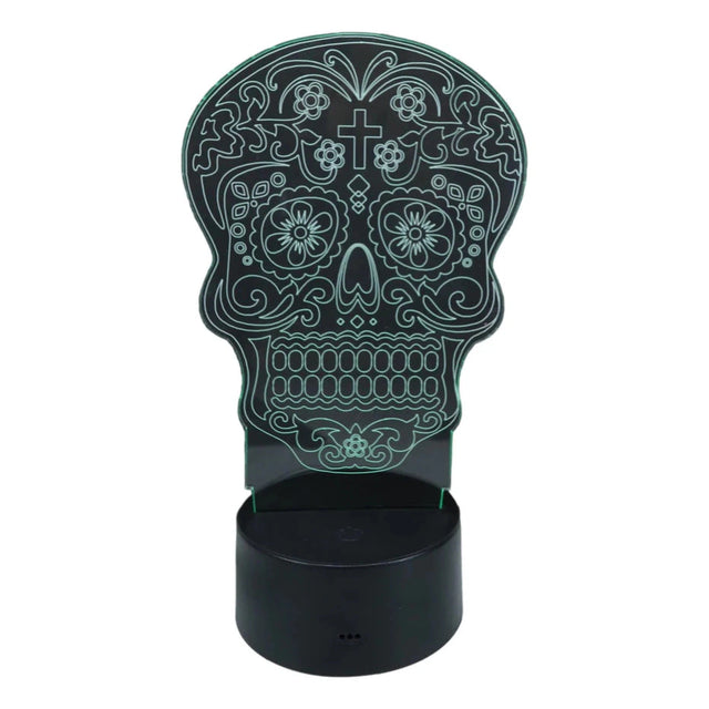 3.35" Day of the Dead Floral Skull 3D Light - Magick Magick.com