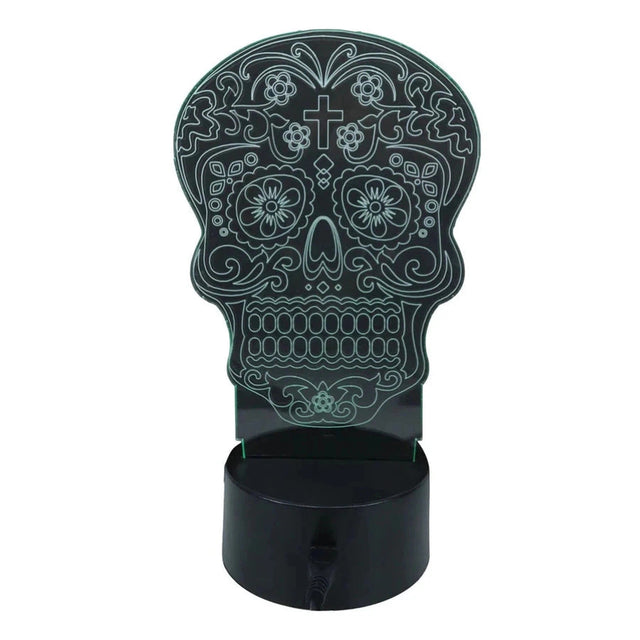 3.35" Day of the Dead Floral Skull 3D Light - Magick Magick.com