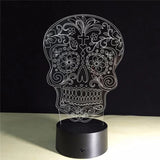 3.35" Day of the Dead Floral Skull 3D Light - Magick Magick.com