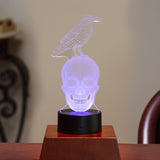 3.35" Raven on Skull 3D LED Light - Magick Magick.com