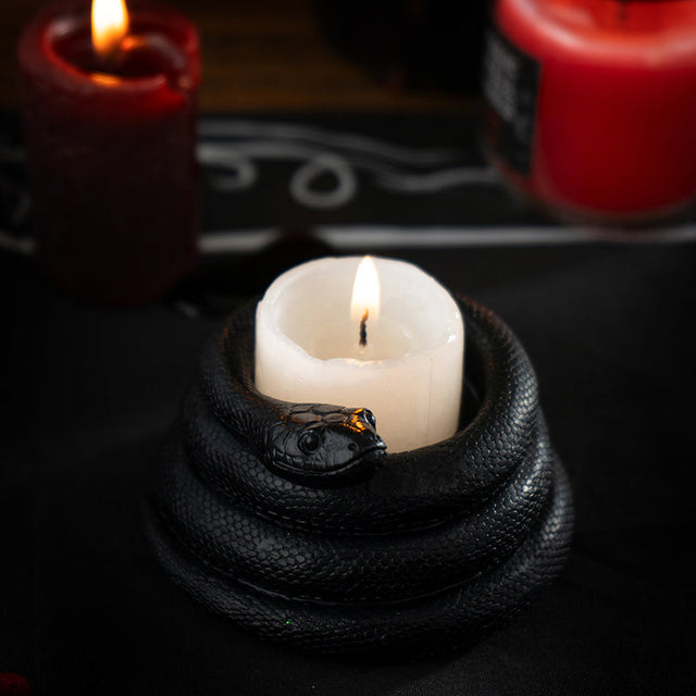 3.5" Black Snake Tealight Candle Holder - Magick Magick.com