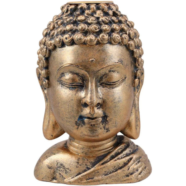 3.5" Bronze Buddha Head Backflow Incense Burner - Magick Magick.com