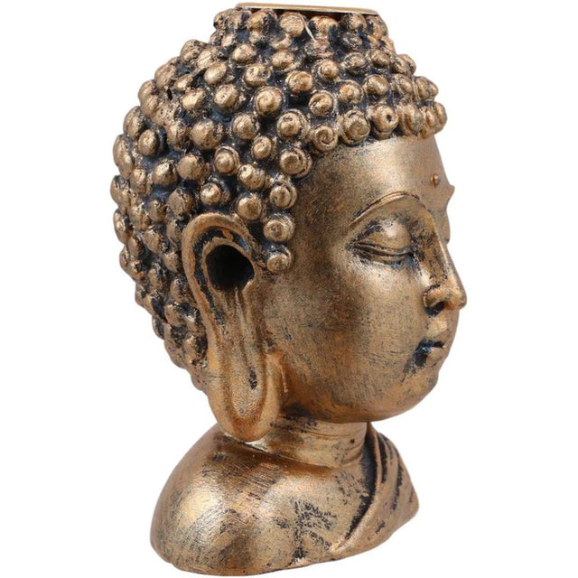 3.5" Bronze Buddha Head Backflow Incense Burner - Magick Magick.com