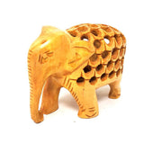 3.5" Elephant with inside Baby Elephant Hand Carved Wood Statue - Magick Magick.com