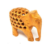 3.5" Elephant with inside Baby Elephant Hand Carved Wood Statue - Magick Magick.com