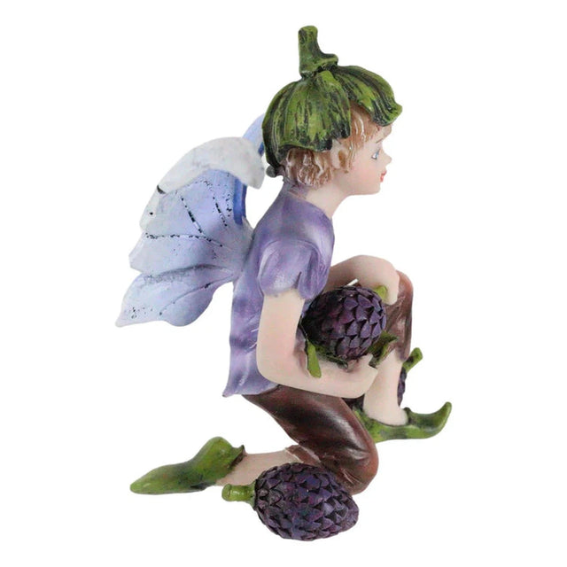 3.5" Fairy Statue - Fairy Boy with Blueberries - Magick Magick.com