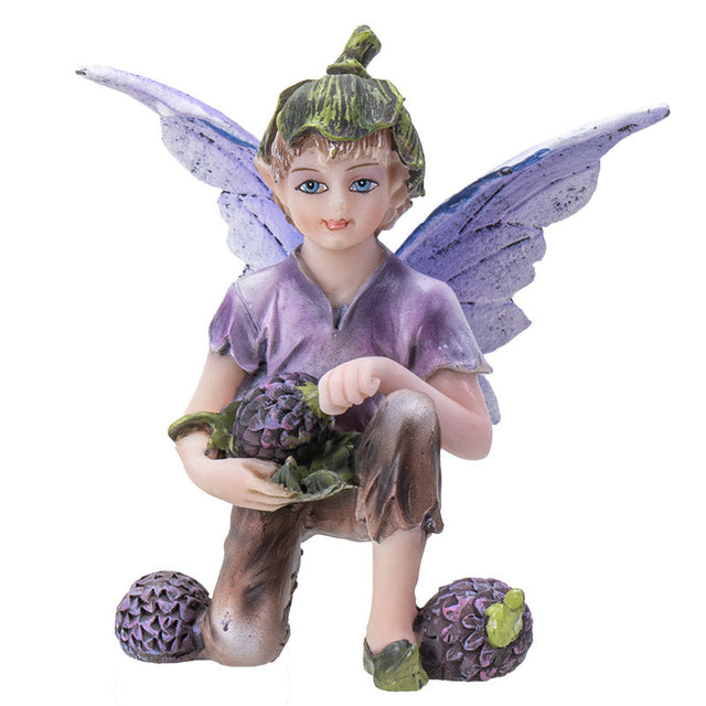 3.5" Fairy Statue - Fairy Boy with Blueberries - Magick Magick.com