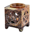 3.5" Pentagram Square Soapstone Oil Aroma Lamp - Magick Magick.com