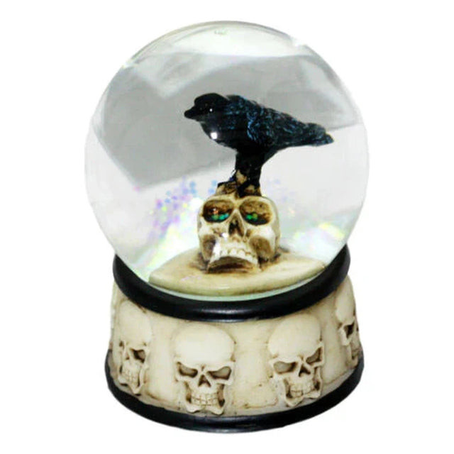 3.5" Raven on Skull Water Globe - Magick Magick.com