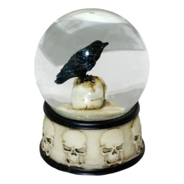 3.5" Raven on Skull Water Globe - Magick Magick.com