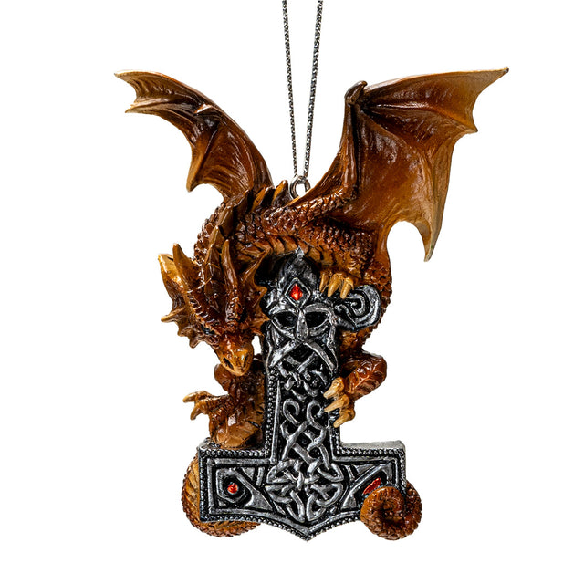 3.6" Dragon Ornament - Mjolnir Guardian - Magick Magick.com