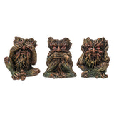 3.6" Sitting Greenman Statue Set - See, Hear, Speak No Evil (Set of 3) - Magick Magick.com