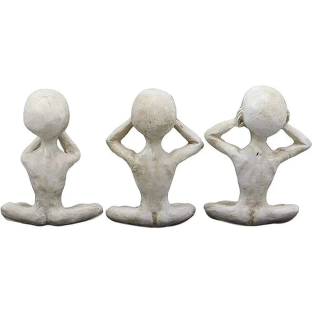 3.75" Alien Statue Set - See, Hear, Speak No Evil (Set of 3) - Magick Magick.com