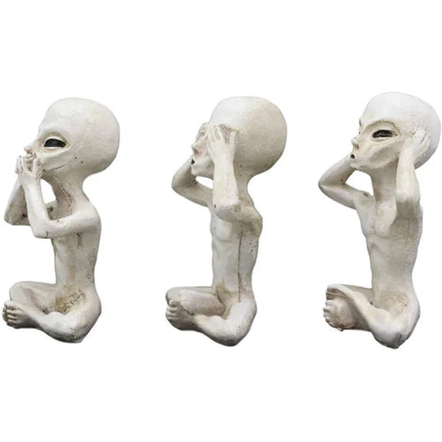 3.75" Alien Statue Set - See, Hear, Speak No Evil (Set of 3) - Magick Magick.com