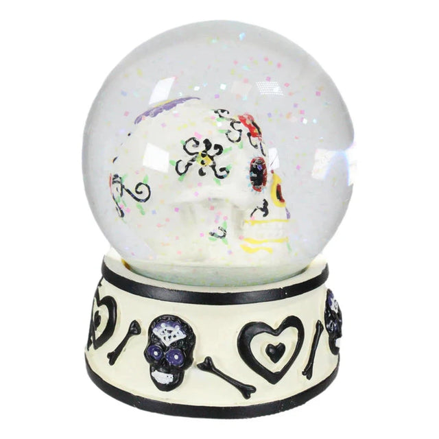 3.75" Day of the Dead Water Globe - White Black - Magick Magick.com