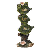 3.75" Fairies Live Here Garden Sign Resin Statue - Magick Magick.com