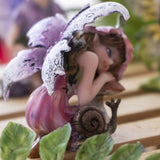 3.75" Fairy Statue - Fairy Leaning on Mushroom with Snail - Magick Magick.com