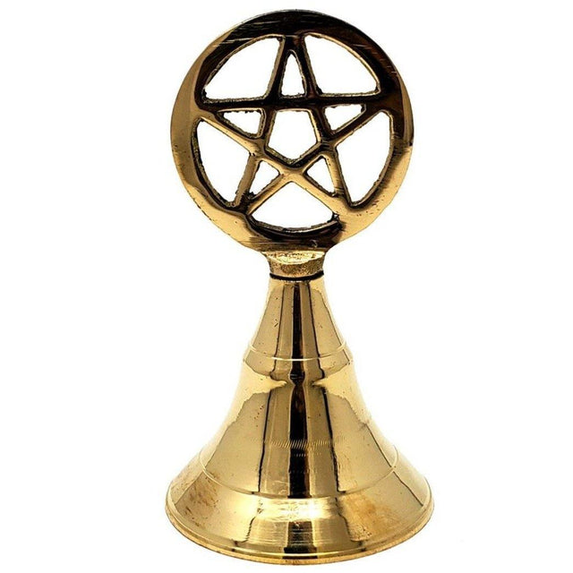 4" Brass Hand Bell - Pentagram - Magick Magick.com