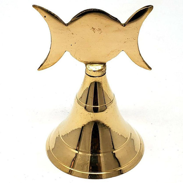 4" Brass Hand Bell - Triple Moon - Magick Magick.com