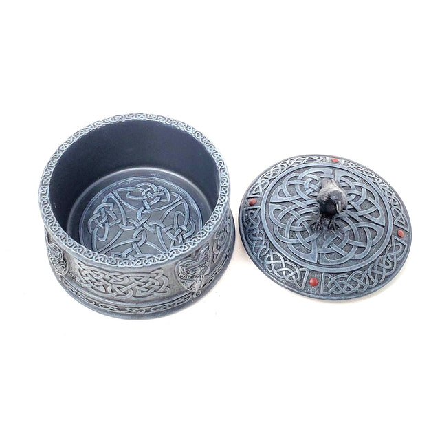 4" Celtic Raven Round Trinket Box - Magick Magick.com