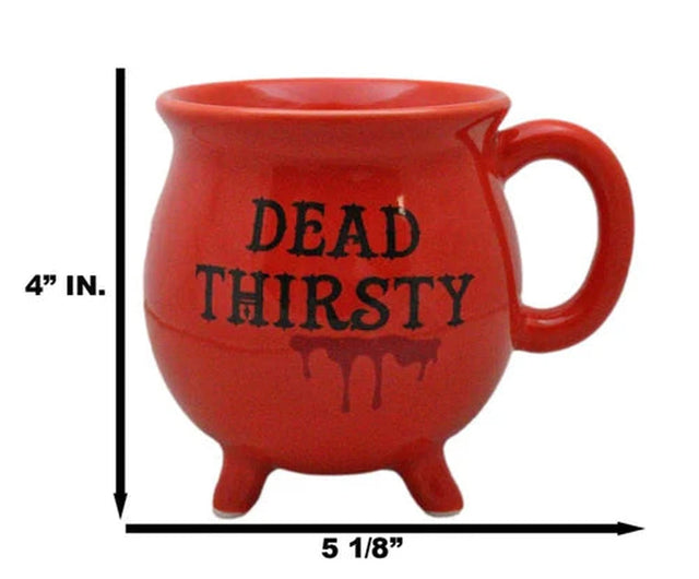 4" Ceramic Cauldron Mug - Dead Thirsty Red