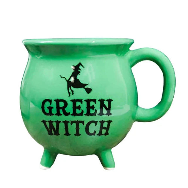 4" Ceramic Cauldron Mug - Green Witch - Magick Magick.com