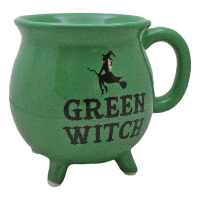 4" Ceramic Cauldron Mug - Green Witch - Magick Magick.com