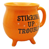 4" Ceramic Cauldron Mug - Stirring Up Trouble Orange - Magick Magick.com