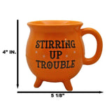 4" Ceramic Cauldron Mug - Stirring Up Trouble Orange - Magick Magick.com