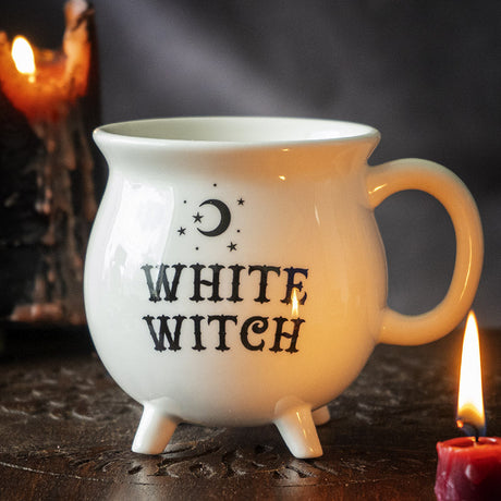 4" Ceramic Mug - White Witch Cauldron