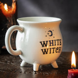 4" Ceramic Mug - White Witch Cauldron - Magick Magick.com