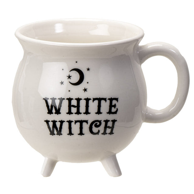 4" Ceramic Mug - White Witch Cauldron - Magick Magick.com