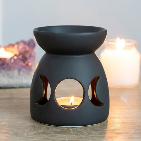 4" Ceramic Oil Burner - Triple Moon - Magick Magick.com