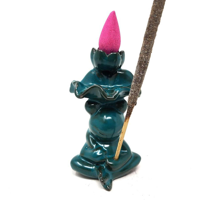 4" Frog & Lily Pad Backflow Cone Incense Burner - Magick Magick.com