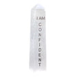 4" Selenite Affirmation Obelisk Tower - I AM Confident - Magick Magick.com