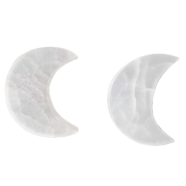 4" Selenite Charging Plate / Altar Tile - Crescent Moon - Magick Magick.com