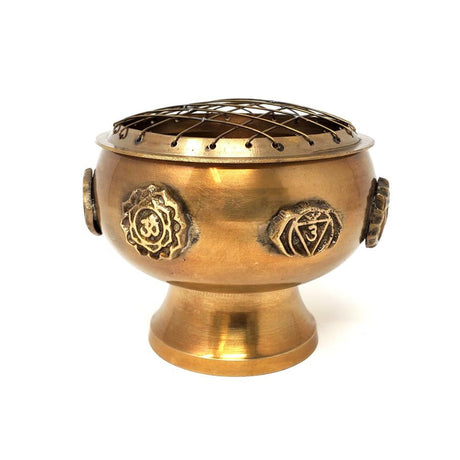 4" Seven Chakra Solid Brass Screen Charcoal Burner - Magick Magick.com