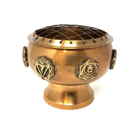 4" Seven Chakra Solid Brass Screen Charcoal Burner - Magick Magick.com