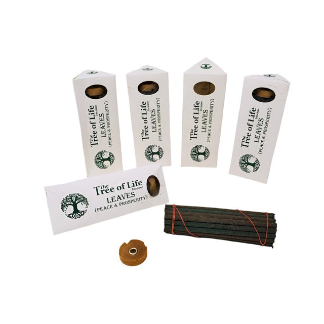 4" The Tree of Life Tibetan Incense Sticks - Leaves (Peace & Prosperity) (5 Packs of 30 Sticks) - Magick Magick.com