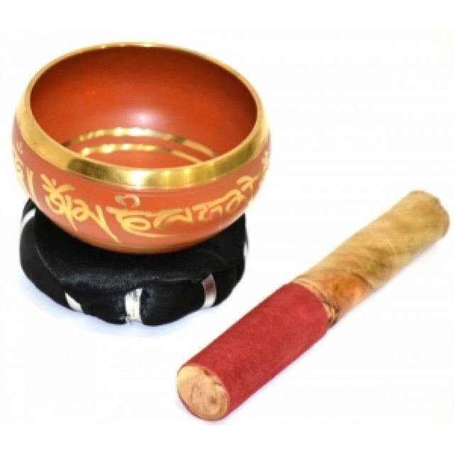 4" Tibetan Singing Bowl with Cushion - Orange - Magick Magick.com