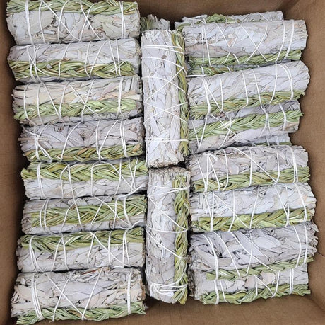 4" White Sage & Sweetgrass Smudge Stick - Magick Magick.com