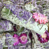 4" White Sage with Caspia & Paper Flower Smudge Stick - Magick Magick.com