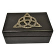 4" x 6" Carved Wood Box - Black with Silver Triquetra - Magick Magick.com